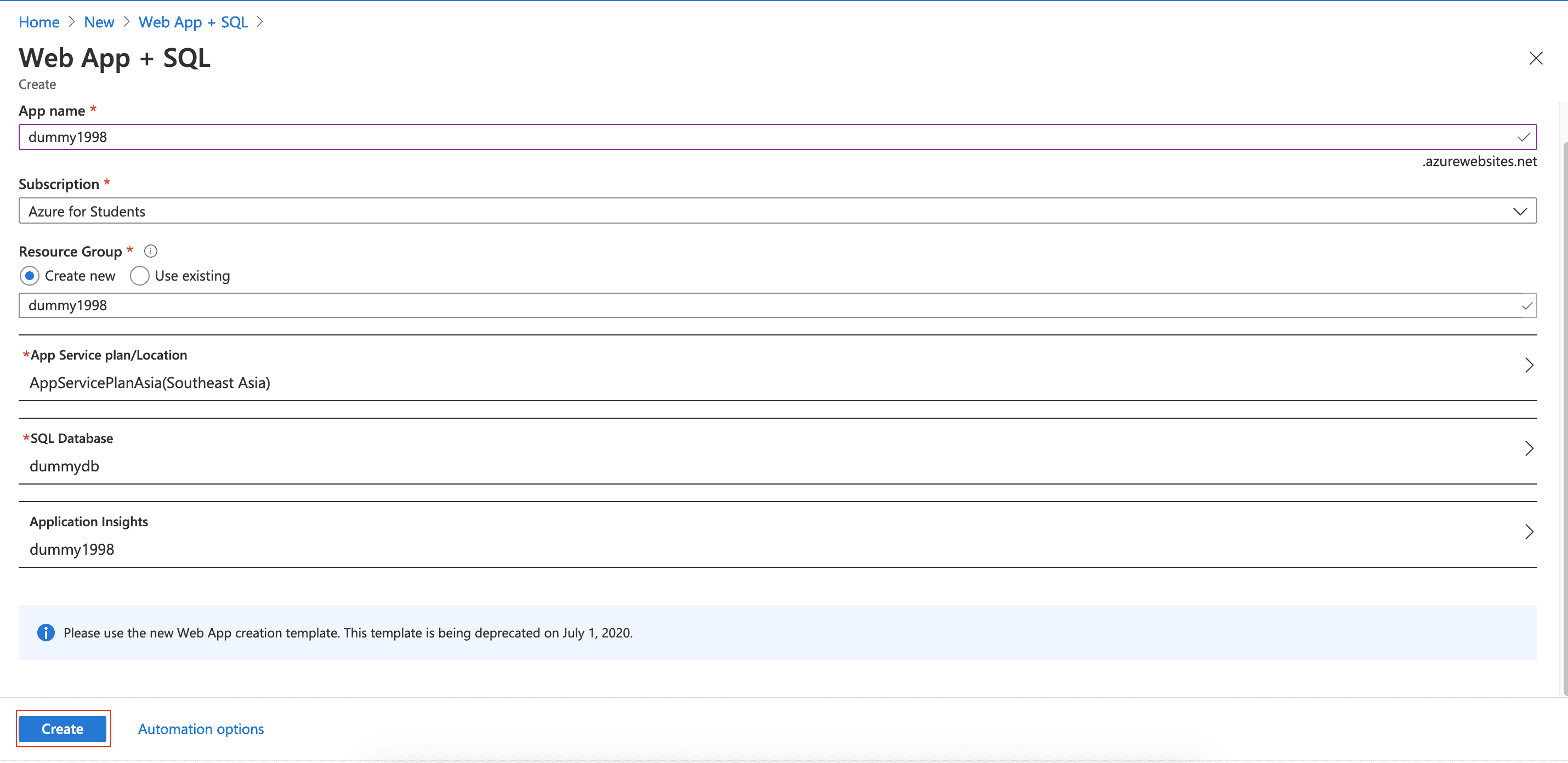 create web app +SQL