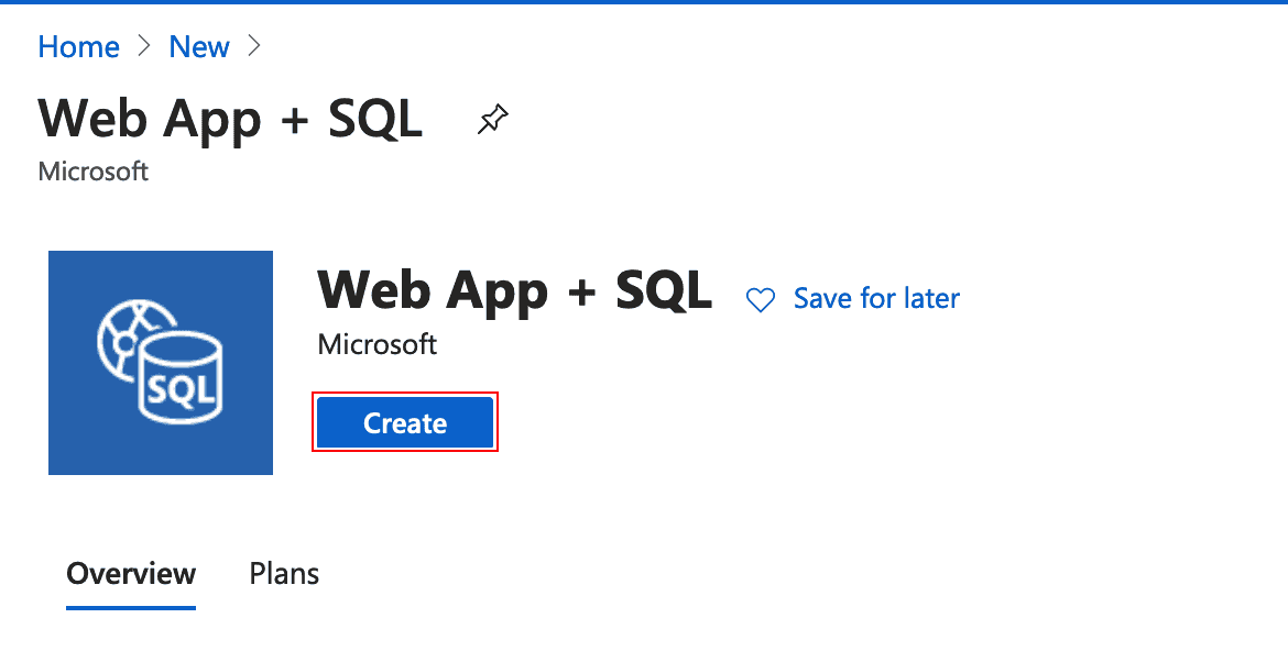 create Web App + SQL